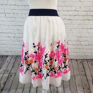 Metro Wear skirt, embroidered neon flowers, Med